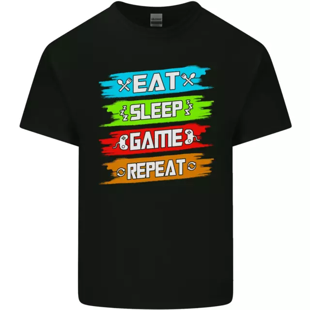 Eat Sleep Game Funny Gamer Gaming Mens Cotton T-Shirt Tee Top