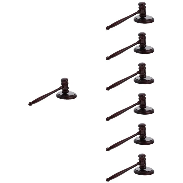 7 Sets Mini Wooden Plaything Judge Gavel Court Hammer Round