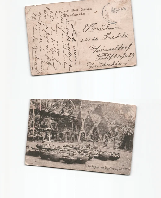 (n14989)   DEUTSCH NEUGUINEA 1910 Sing Sing Tanzfest B. SMS Emden, Marke ab