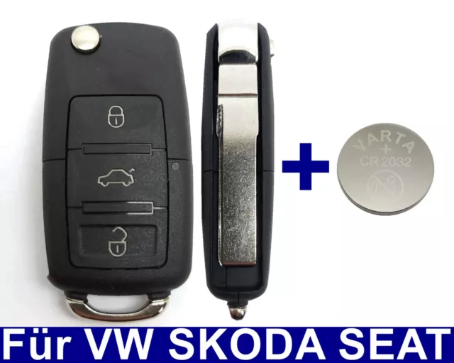 3Tasten Repuesto Llave Inalámbrica Plegable para VW Skoda Seat + Batería