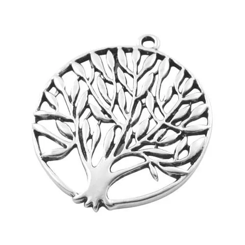 Metal Alloy Tree Of Life Pendants Antique Silver 47mm Pack Of 2