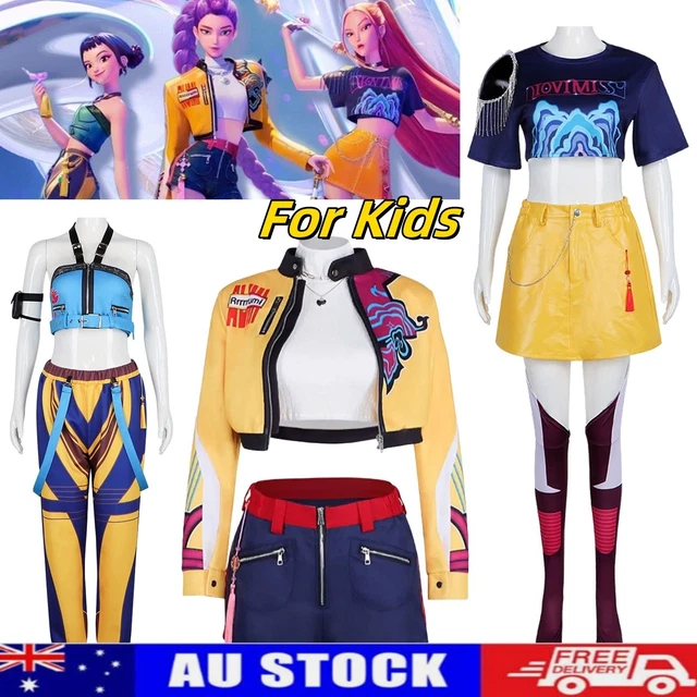 Kids Girls K-Pop Demon Hunters Rumi Mira Zoey Cosplay Wig Costume Fanc main image 1