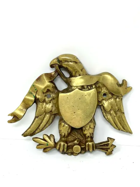 Vintage Brass American Eagle Door Knocker Plate Plaque Monogram