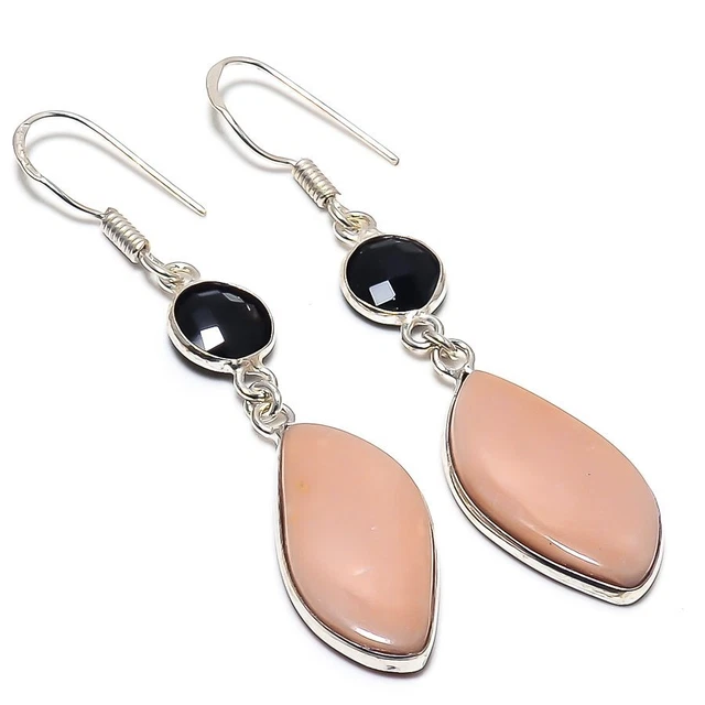 Orange Aventurine, Spinel Gemstone 925 Sterling Silver Earring 2.36 " j250
