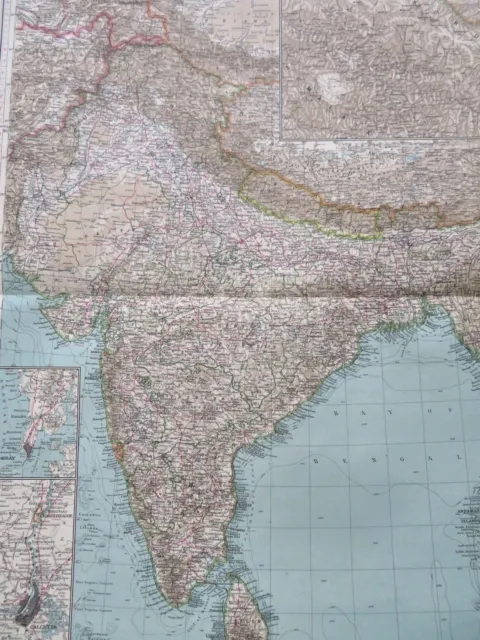 India Nepal Bombay Calcutta Delhi Agra Madras 1936 large Italian map