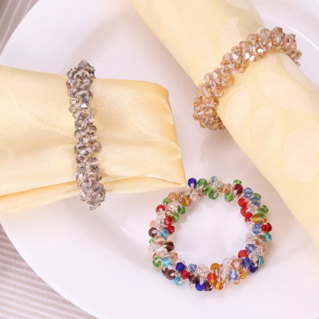 6pc Elegant Crystal Beaded Napkin Ring Serviette Buckle Holder Party Table Decor