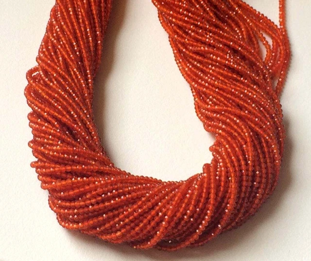 2-2.5mm Cornaline Rondelle à Facettes Perles, Micro Perles Facettées, 33cm