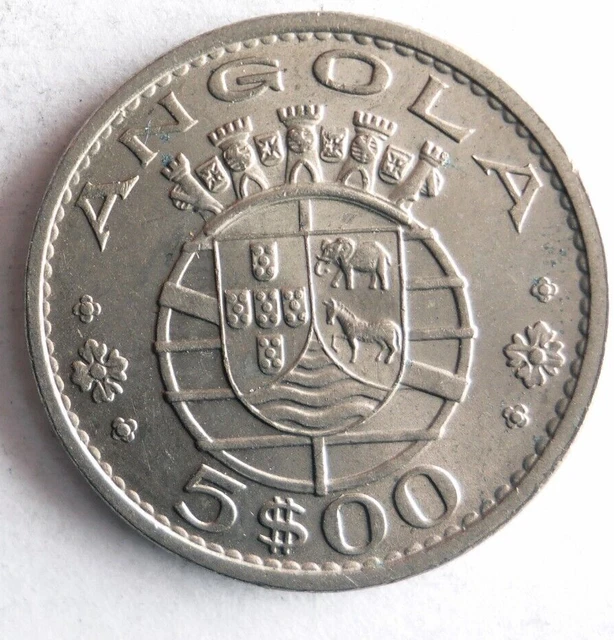 1972 ANGOLA 5 ESCUDOS - Excellent Coin - FREE SHIP - Bin #703