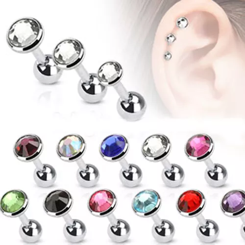 Ohr Helix Tragus Stecker mit großem Kristall Platte Glitzer Piercing Zirkonia