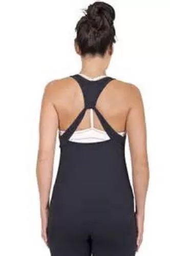 Ladies GSIX Gymwear Activewear Black Singlet with Buit in Crop sizes 8-12 3