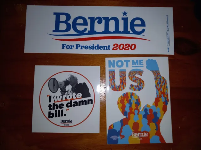 BERNIE SANDERS FOR PRESIDENT 2020 CAMPAIGN  Lot of 3 BUMPER STICKERS  *NEW*