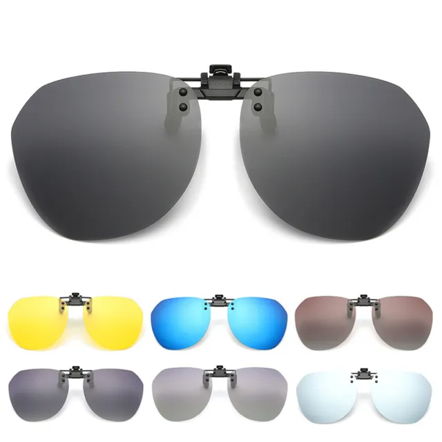 Polarized Clip-on Sunglasses Anti-Glare Flip Up Metal Clip Rimless Sunglasses