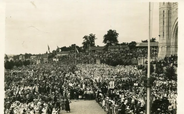 PHOTO OF THE crowd of pilgrims on the court of the Basilica of Lourdes ...