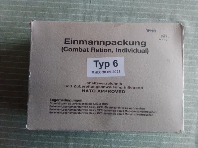 EPA Typ 6 Deutsch Bundeswehr Einmannpackung MHD 09.23 Outdoor Camping