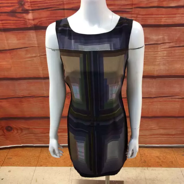 Guess By Marciano Black Multi Geometric Dress Size Small