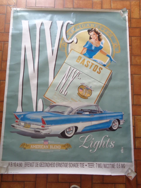GRANDE MANIFESTO BASTOS N.y. C. Pin Up Raro Originale Vintage Auto ...