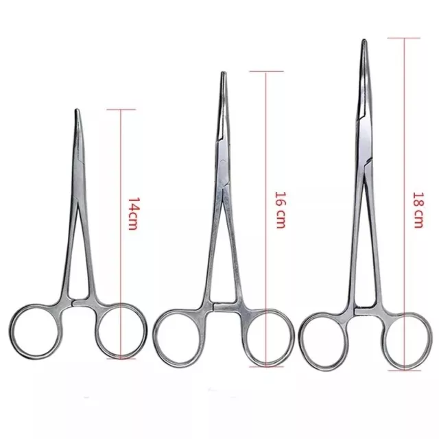 Stainless Steel Clamp Forceps Surgical Tool Pliers Straight Elbow Tip Silver