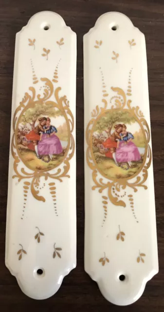 Pair Of Victorian Porcelain Door Push Plates