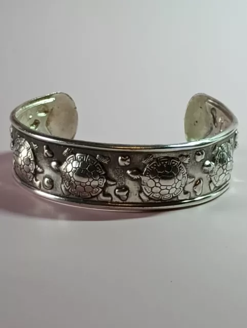 TIBETISCHES SILBER flexibles Schildkrötendesign Manschettenarmband