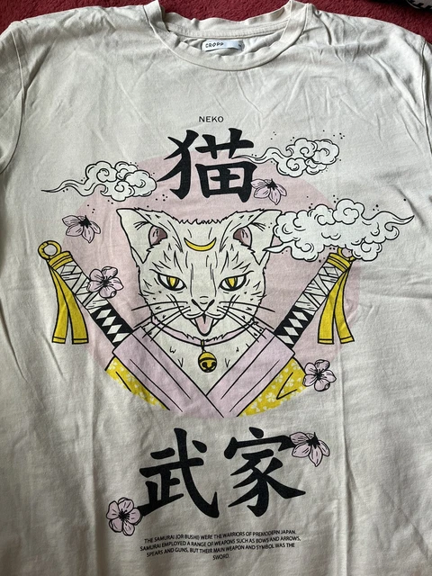 japanese T shirt, Neko, samurai