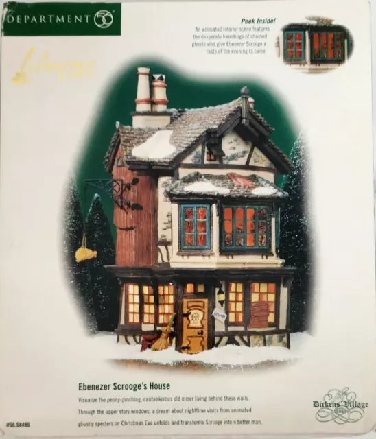 Ebenezer Scrooge's House Department 56 Dickens' Village Animated Lit House