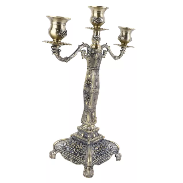 Candelabro braccia in metallo 3 teste portacandele decorazione (bronzo) ◑