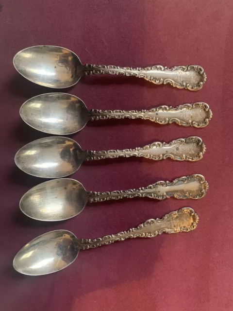 WHITING Sterling LOUIS XV Demitasse Spoon  4 With Mono