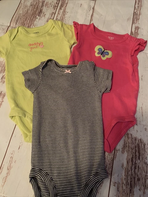 Carters Infant Girl One Piece Bodysuits Size  6 Months Lot Of 3