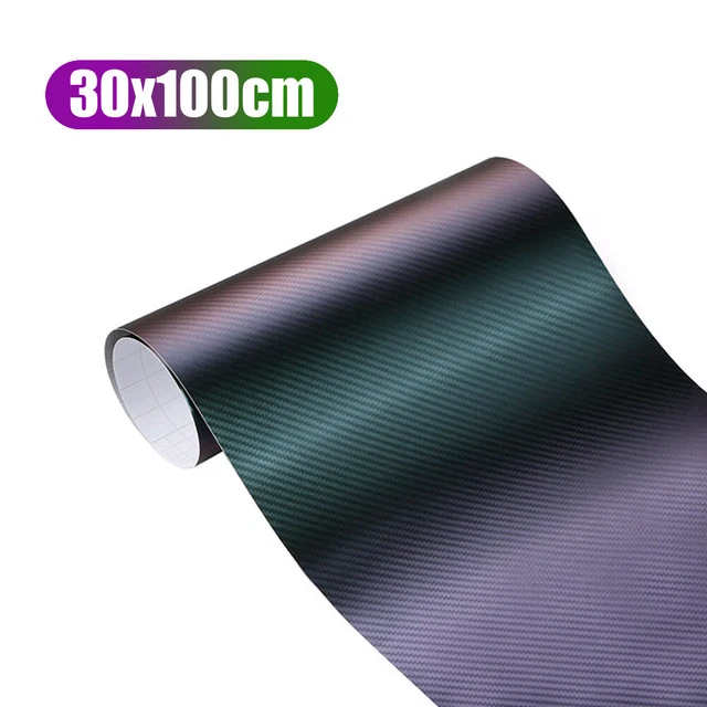 30*100cm Chameleon 3D Carbon Fiber Car Vinyl Wrap Sticker Decal Sheet Film Green
