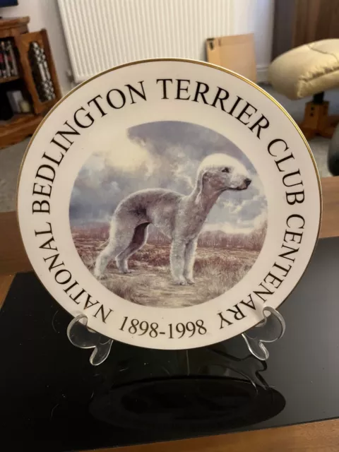 Bedlington Terrier limited edition plate & stand. (mint condition)