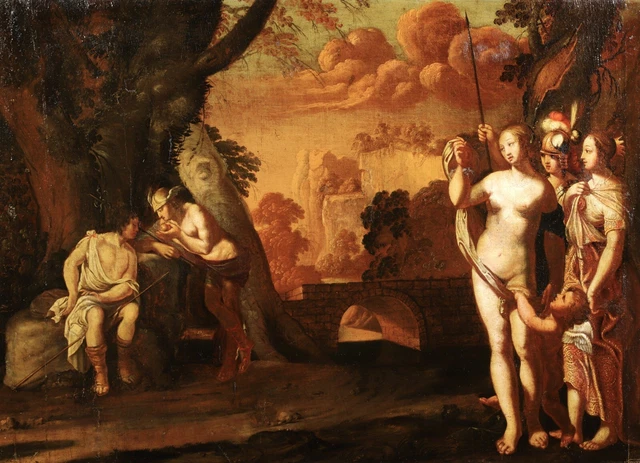 17th CENTURY HUGE ITALIAN OLD MASTER OIL ON CANVAS - THE JUDGEMENT OF PARIS