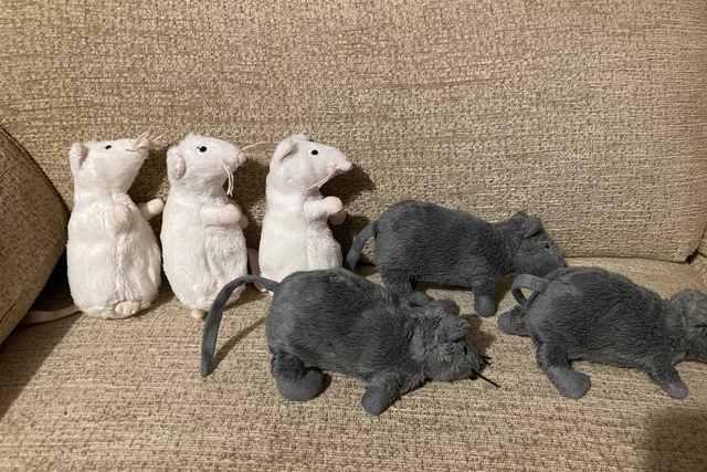 IKEA GOSIG KLAPPAR Ratta Rat Mice x6 Grey & White Plush Soft Toy Bundle ...