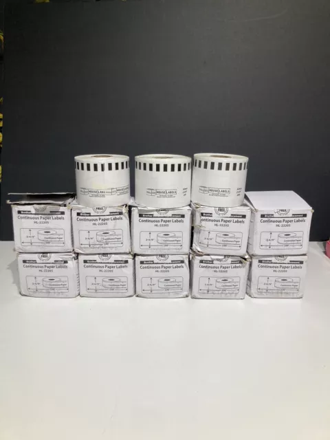 Non-OEM Fits BROTHER DK-2205 Continuous Thermal Labels - (13) Rolls of 100'