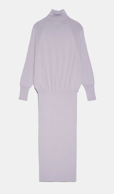 slim fit dress slacks Zara Open Back Dress Blue Navy Crepe High Neck Long Sleeves Midi Colum –  The Thriftanista Closet main image 0
