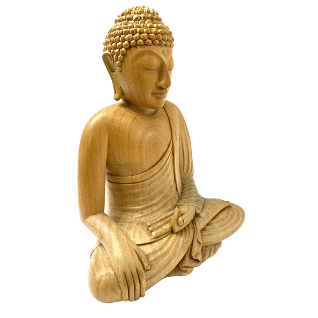 Buddha Sculpture Bhumisparsha Mudra Handmade Wood Carving Statue Balinese art 3