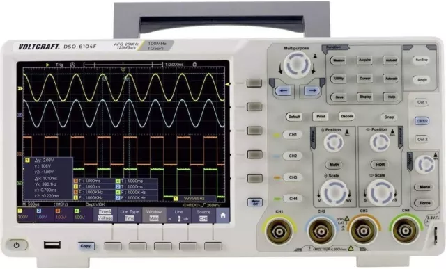 VOLTCRAFT DSO-6104F Digital Oscilloscope 100MHz 4CH 1 GSa/s 40000kpts 8Bit