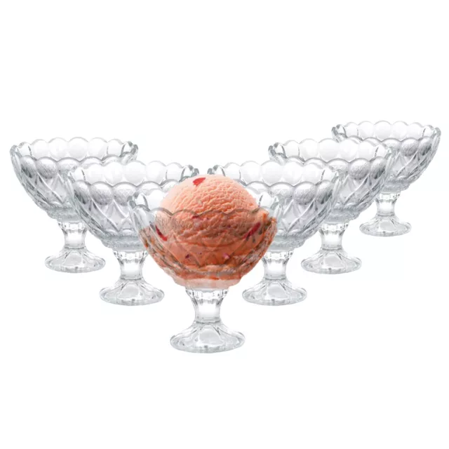 Glass Dessert Bowls Ice Cream Sundae Set of 6 Fruit Cocktail Pudding Dishes Cups