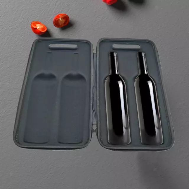 Two Bottle Wine Carrier with Zipper Storage Case for Picnic