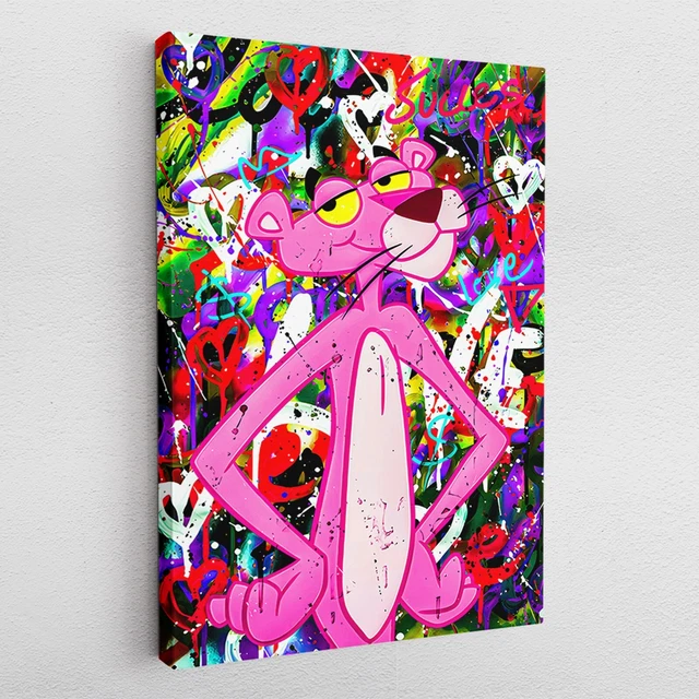 Lienzo Póster Vidrio Acrílico Pop-Art Rosa Pantera Rosa Graffiti Abstracto