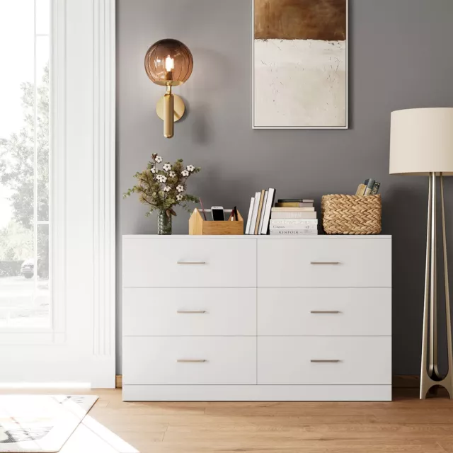 NEW 6 - Drawer Dresser Storage Cabinet Organizer for Bedroom, White/Black/Brown.
