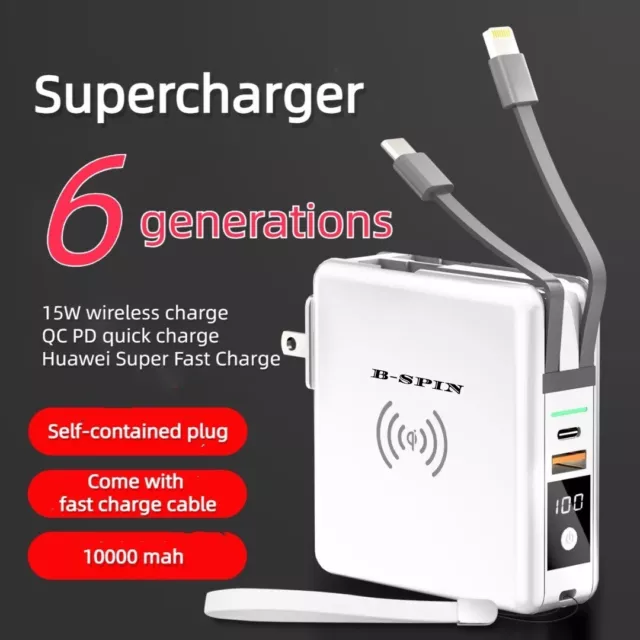 Universal 4 in 1  PD 20W Travel Adapter Charger 10000Mah Power Bank Qi Wireless