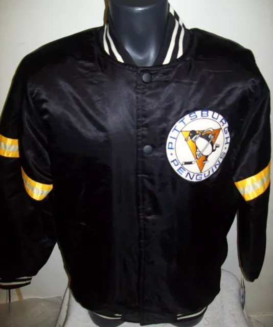 PITTSBURGH PENGUINS NHL STARTER Satin Jacket Traditional BLACK   4X