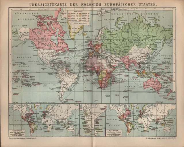 Landkarte map 1902: Übersichtskarte Kolonien Europäischer Staaten Mitte 17. Jh.