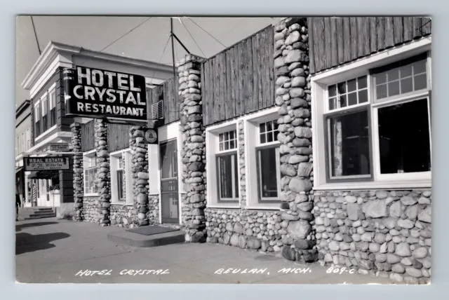 Beulah MI-Michigan, RPPC Hotel Crystal & Restaurant, Vintage Postcard