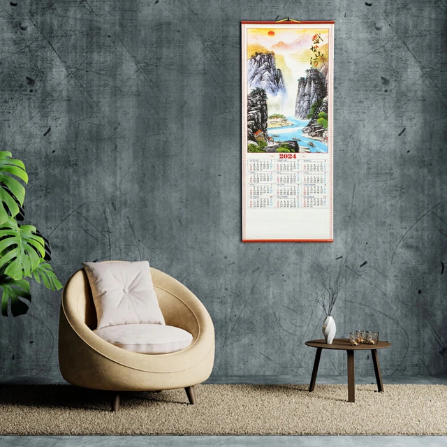 CHINESE WALL SCROLL Calendar 2024 Monthly Large Paper Decorative