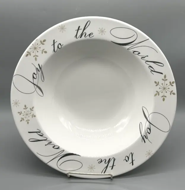 Pier 1 Large Pasta Salad Serving Bowl "Holiday Wishes" Joy To The World Words
