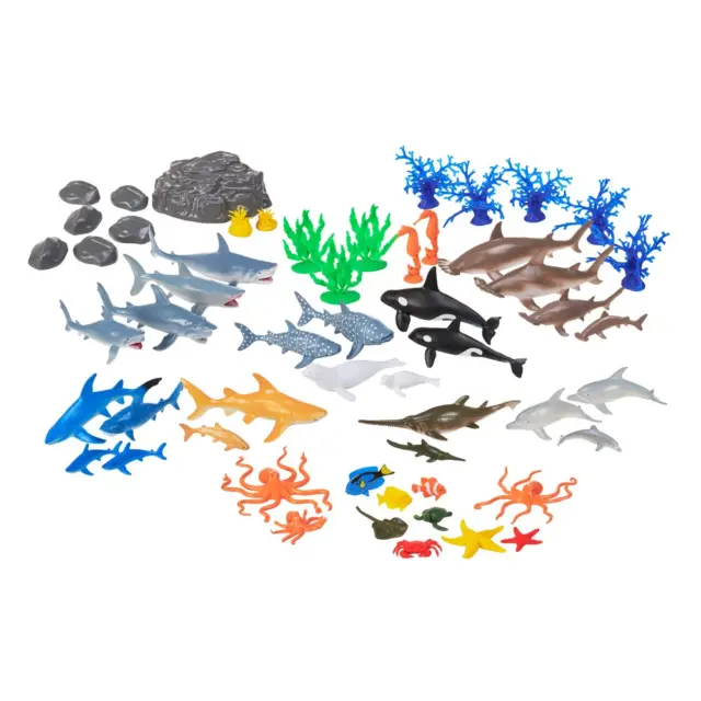 Ocean Animals Jumbo Bucket: Educational Toy, 55PCS Includes Whales, Fish, Etc.
