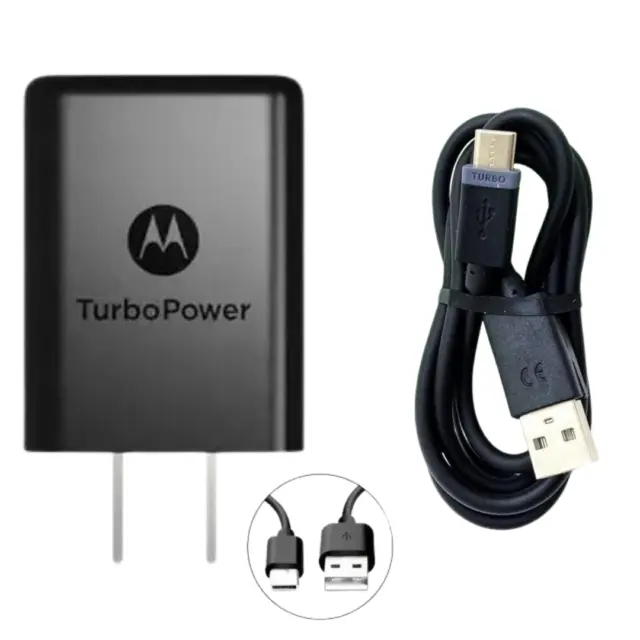 Motorola USB Travel Turbo Power Charger Adapter 15W USB C Cable for Droid 3Amps