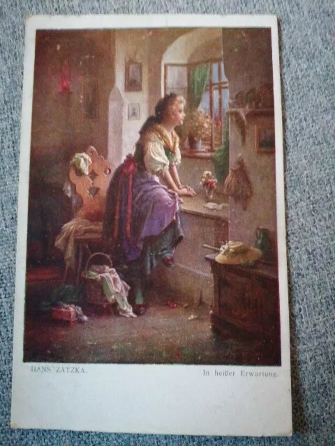 AK Künstler Hans Zatzka In heißer Erwartung  Nr. 634 Galerie Wiener gel. 1921