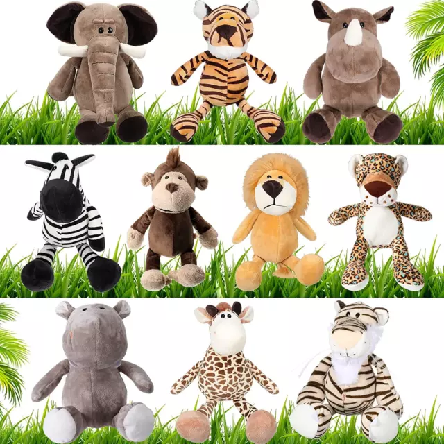 10 Pcs Safari Stuffed Animals Plush 11.8 Inches Jungle Animal Toys Set for Girls